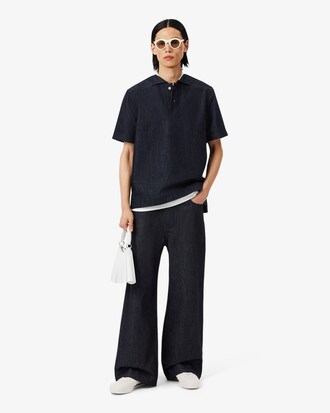 Runway Loose Fit Denim Polo Shirt