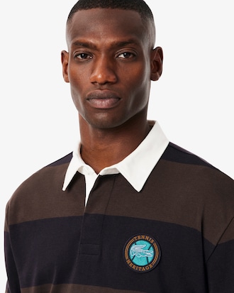 Relaxed Fit Striped Rugby Polo Shirt