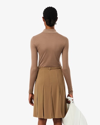 Runway Slim Fit Long Silk Sleeved Polo Shirt