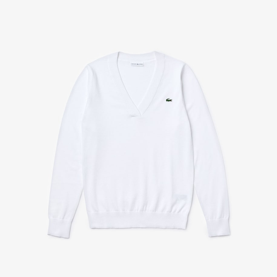 Women's Lacoste SPORT Breathable V-Neck Cotton Golf Sweater | LACOSTE