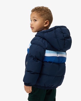 Colour-Block Hooded Down Jacket