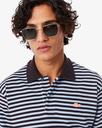 Classic Fit Textured Striped Polo Shirt