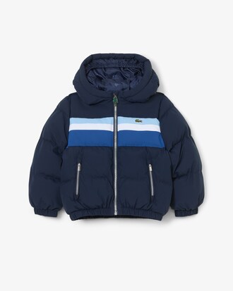 Colour-Block Hooded Down Jacket