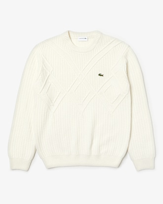 Men's Crew Neck Cotton And Wool Knit Effect Sweater