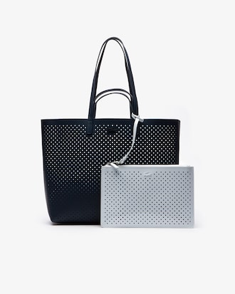 Women's Anna Punch Detachable Pouch Reversible Leather Tote Bag