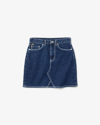 Women's Lacoste LIVE Contrast Overstitching Denim Skirt