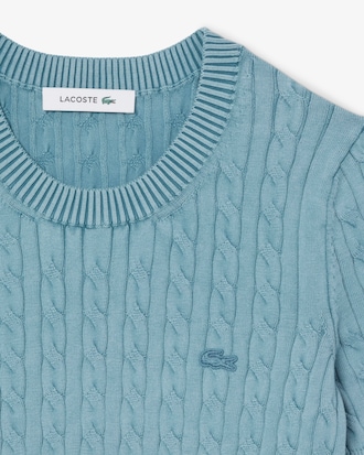 Washed Effect Cable Knit Sweater