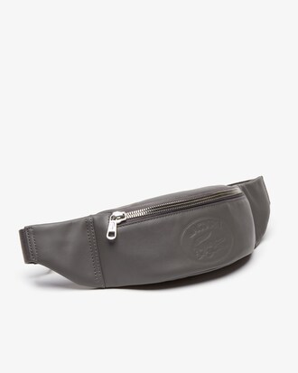 Men's L.12.12 Casual Embossed Lettering Leather Zip Belt Bag