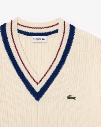 Tennis Style Carded Wool Sweater