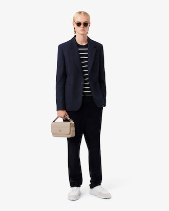 Monogram Leather Flap Close Satchel