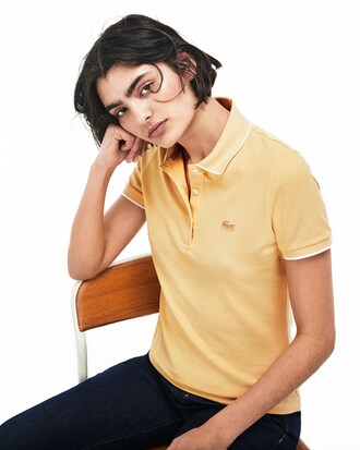 Women's Lacoste Slim Fit Pinstriped Stretch Mini Piqu&eacute; Polo Shirt