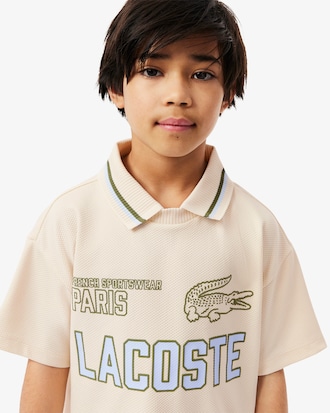 Printed Mesh Double Collar Polo Shirt