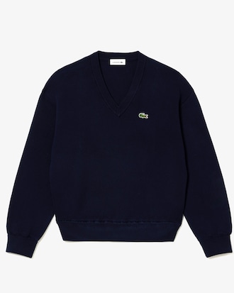 V Neck Cotton Moss Stitch Sweater