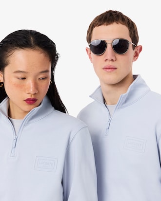 High Neck Embossed Zipped Sweatshirt