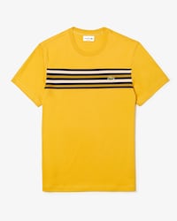 Men's Crew Neck Contrast Striped Panel Cotton T-shirt