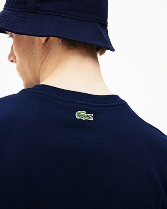 Men's Crew Neck Crocodile Lettering Cotton Jersey T-shirt