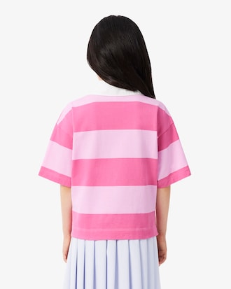 Oversized Striped Cotton Rugby Polo Shirt