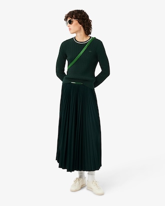 Stripe Accent Cable Knit Sweater
