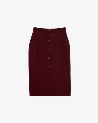 Women's Buttoned Mid-Length Stretch Cotton Skirt
