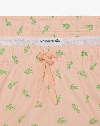 Mid Length Crocodile Print Swim Trunks