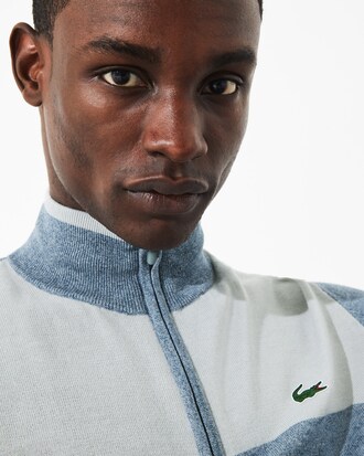 Men's Lacoste SPORT Zip Neck Bicolour Technical Knit Golf Sweater