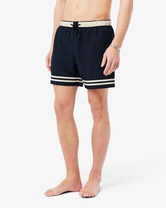 Lacoste Mid Length Contrast Stripe Swim Trunks