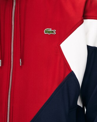 Men's Stand-Up Neck Colourblock Cotton Fleece Zip Jacket