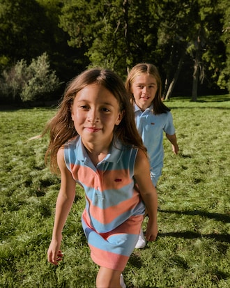 Sleeveless Striped Petit Piqu&eacute; Polo Dress