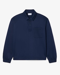 Embroidered Polo Collar Fleece Sweatshirt