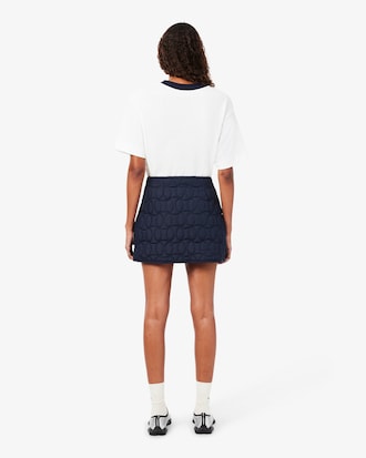 Short Water-Repellent Tennis Motif Quilted Skirt