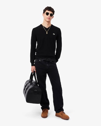 Monochrome Cotton V-neck Sweater