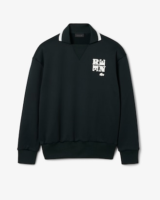 Runway Polo Shirt Collar Badge Accent Sweatshirt