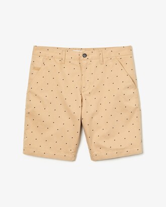 Men's Slim Fit Print Cotton Canvas Bermuda Shorts