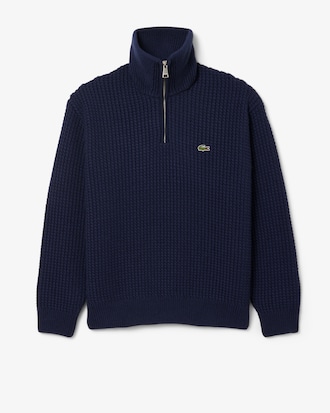 High Neck Half Zipper Heavy Wool Sweater