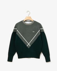 Women's Made In France Crew Neck Jacquard Design Sweater