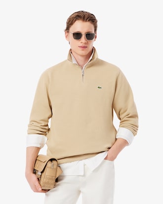 Zip-Up High Neck Interlock Sweatshirt
