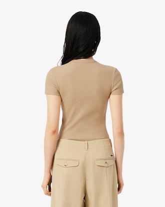 Slim Fit Ribbed Cotton T-shirt