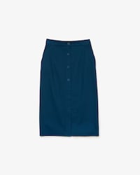 Women's Buttoned Mid-Length Stretch Cotton Skirt