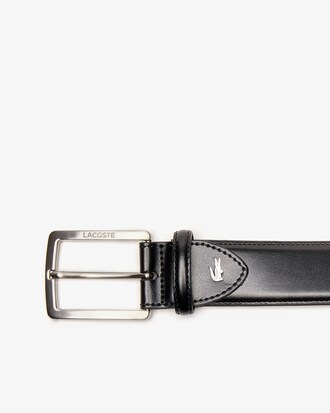 Men's Lacoste Engraved Buckle And Stamped Crocodile Leather Belt