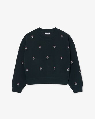 Oversized Embroidery Accent Piqu&eacute; Sweatshirt