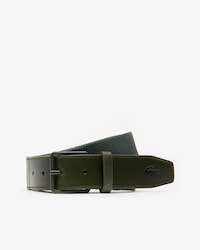 Men's Tongue Buckle Woven Fabric And Leather Belt