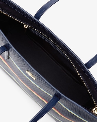 Women's Chantaco Colour Striped Piqu&eacute; Leather Zip Tote Bag