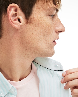 Men's Regular Fit Striped Linen Canvas Shirt