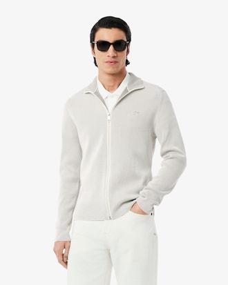 Zipped Cotton Rib Sweater