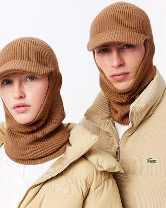 Ribbed Wool Balaclava with Visor