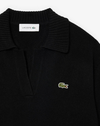 3D Knit Cashmere Polo Collar Sweater