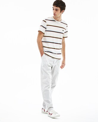 Men's Crew Neck Colour Striped Soft Cotton T-shirt