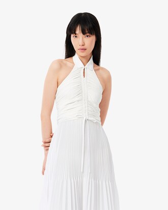 Pleated Sleeveless Polo Dress