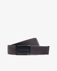 Men's Lacoste Engraved Plate Buckle Woven Belt