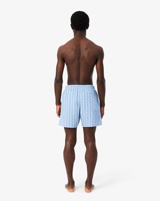 Mid Length Monogram Print Swim Trunks